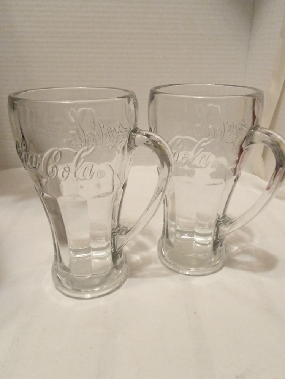 Vintage Coca Cola Clear Glass Mug - Set of 2